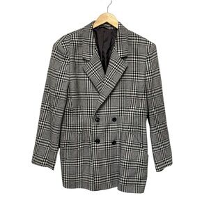 Maxmara Wool Blazer Vintage Plaid 100% Wool Tailored Hourglass Womens 14 Large